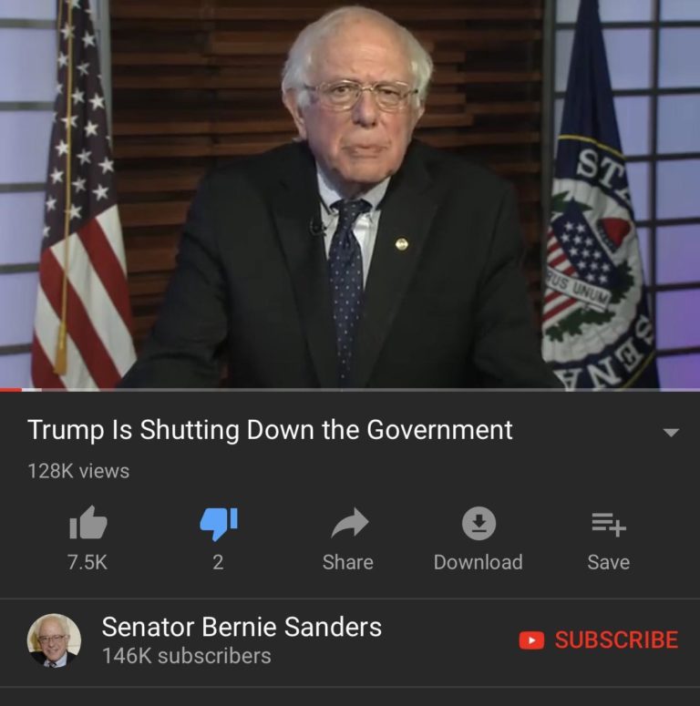 YouTube is hiding the dislikes in this Bernie Sanders