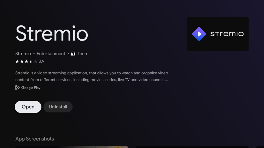 Install Stremio to Google TV