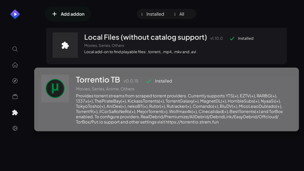 Torrentio TB plugin